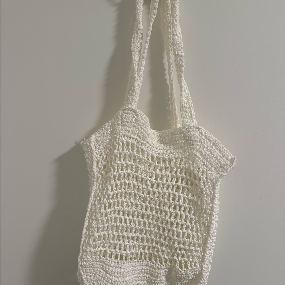 Elegant White Crochet Tote Bag
